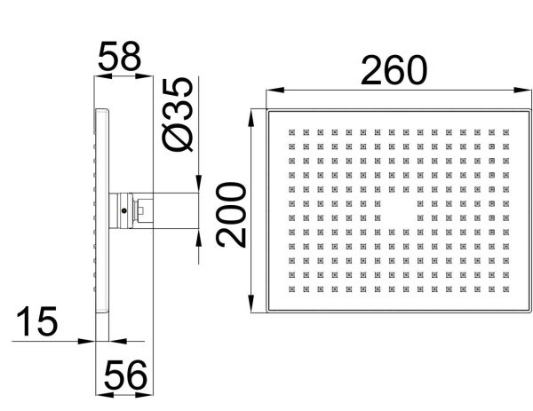 Head shower a203Kopfbrause 260x200mm, ABS eckig (Raindance) – Bild 2