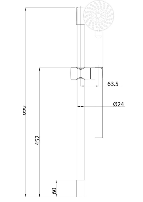 Elite e07 Duschset mit Brausestange Ø24mm, Messing – Bild 2